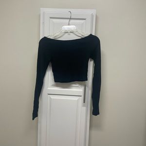 Wild Fable Black Long Sleeve Crop Top - XS